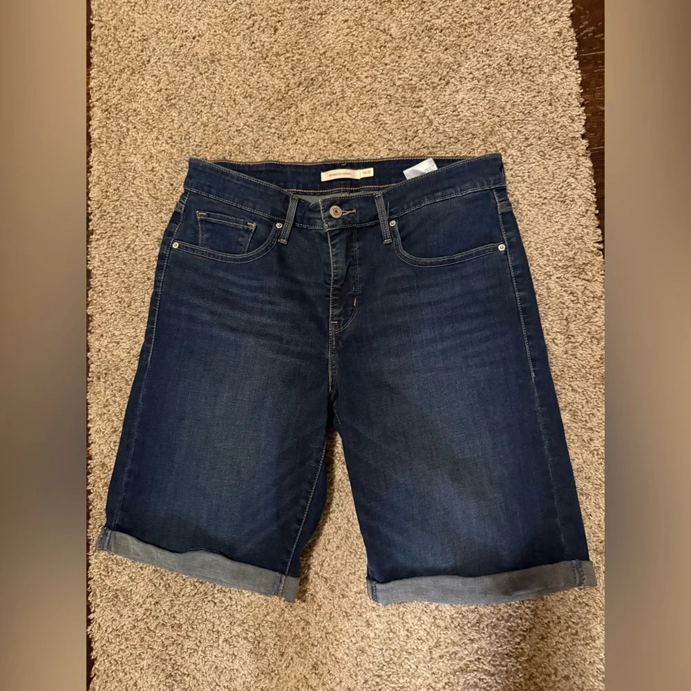 Levi Strauss Dark Blue Bermuda Shorts Size 16W Bermuda Jean Shorts NWOT - Picture 8 of 12